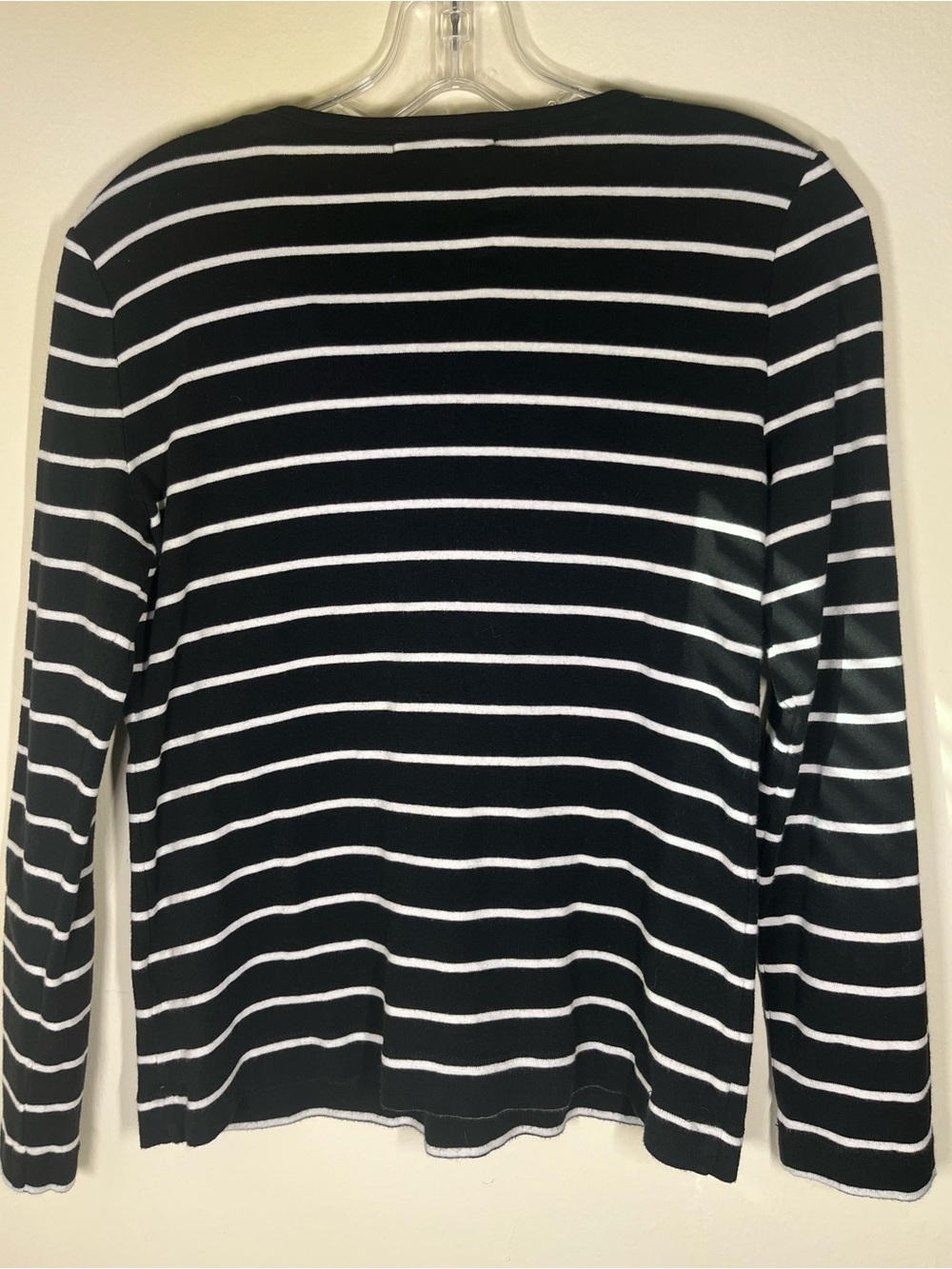 Ralph Lauren Black and White Striped Knit Scoop-Neck Long-Sleeve Top - Picture 2 of 6